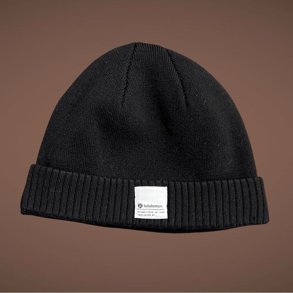 lululemon athletica Other - Lululemon Black Fold Up Knit Beanie XL